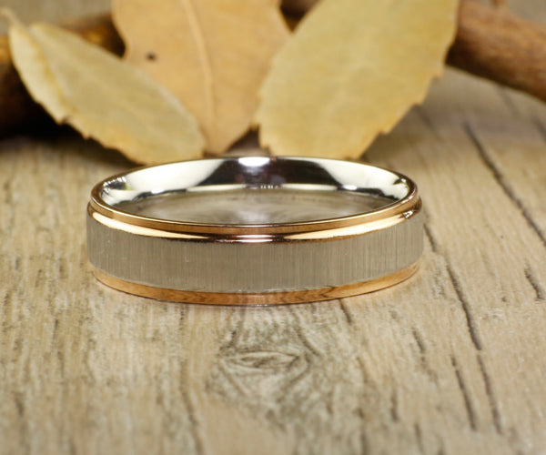 Handmade Rose Gold Matte Matching Wedding Band, Men Ring, Couple Ring, Titanium Ring, Anniversary Ring