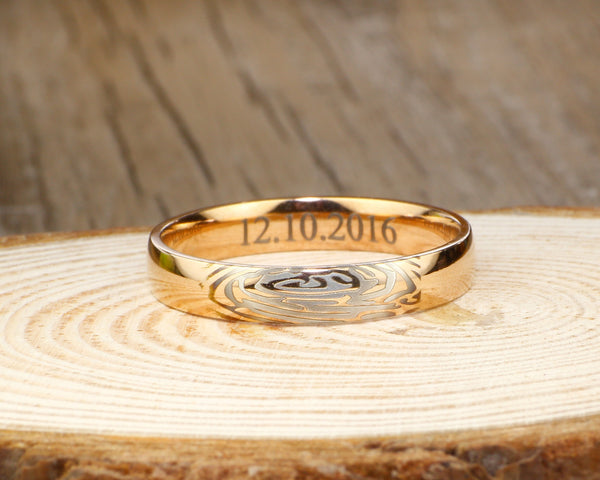 Your Actual Finger Print Rings, WEDDING RING - Rose Gold Titanium Rings 4mm