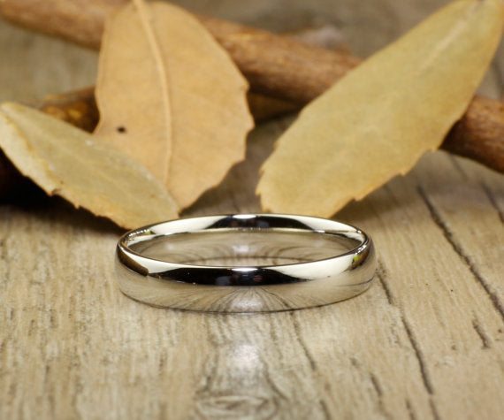 His and Hers Matching White Gold Polish Wedding Bands Rings 6mm and 4mm Wide Titanium Rings Set Anniversary Rings Set