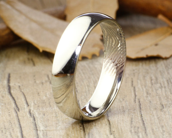 Your Actual Finger Print Rings, PROMISE RING - Men Ring, Sliver Titanium Rings 6mm