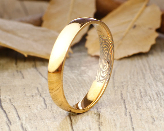 Your Actual Finger Print Rings, WEDDING RING - Women RIng, Rose Gold Titanium Rings 4mm