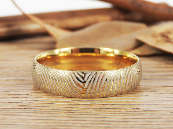 Your Actual Finger Print Rings, Family Fingerprints, Friendship Rings, Men Ring, Father's Gift, WEDDING RING -  Gold Titanium Rings 6mm