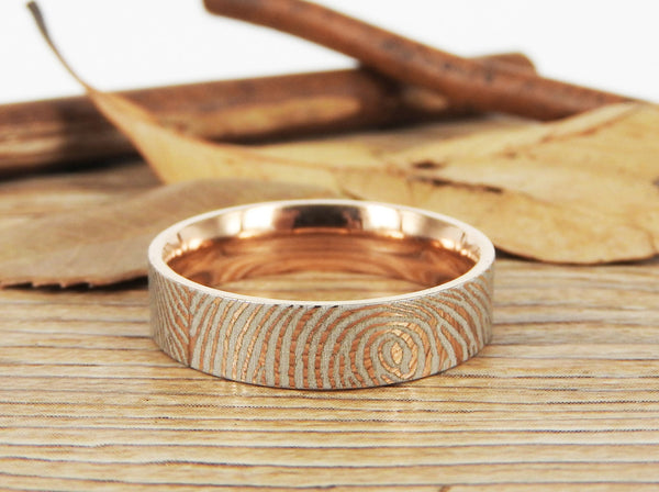 Your Actual Finger Print Rings, Family Fingerprints, Friendship Rings, Men Ring, Father's Gift, WEDDING RING, Rose Gold Titanium Rings 6mm