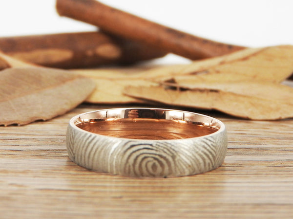 Your Actual Finger Print Rings, Family Fingerprints, Friendship Rings, Women Ring,  WEDDING RING - Two Tone Color Titanium Rings 4mm