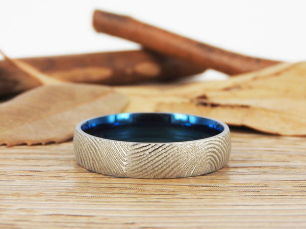 Your Actual Finger Print Rings, Family Fingerprints, Friendship Rings, Women Ring,  WEDDING RING - Two Tone Color Titanium Rings 4mm