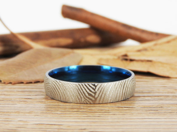 Your Actual Finger Print Rings, Family Fingerprints, Friendship Rings, Women Ring,  WEDDING RING - Two Tone Color Titanium Rings 4mm