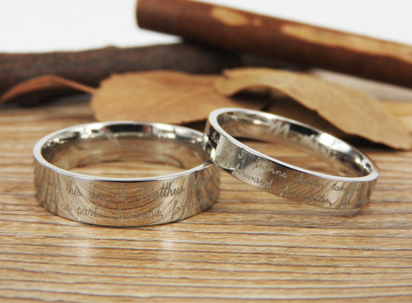 Handmade Handwriting rings, Signature rings, Initial ring, Personalized ring, Matching Wedding Bands, Titanium Couple Rings Set