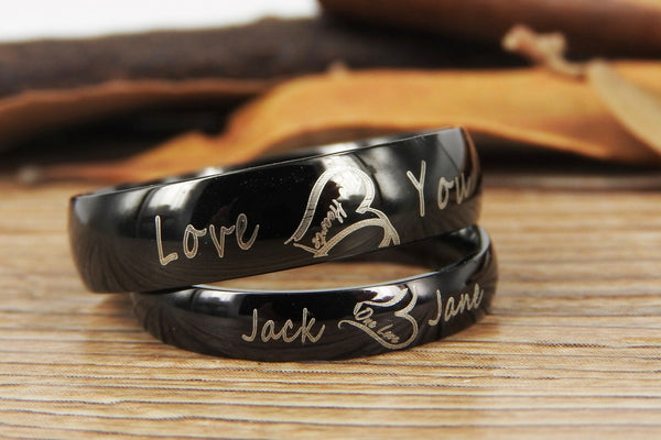 Handmade Two Heart become One Heart Matching Wedding Rings, his and her promise ring, Wedding Rings Set, couple rings