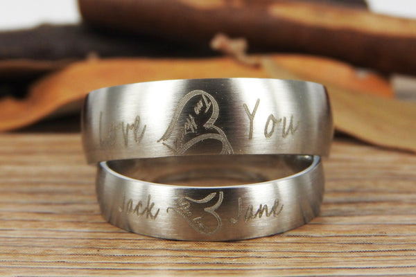 Handmade Two Heart become One Heart Matching Wedding Rings, his and her promise ring, Wedding Rings Set, couple rings