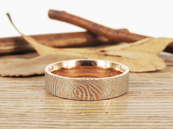 Your Actual Finger Print Rings, Family Fingerprints, Friendship Rings, Men Ring, Father's Gift, WEDDING RING, Rose Gold Titanium Rings 6mm