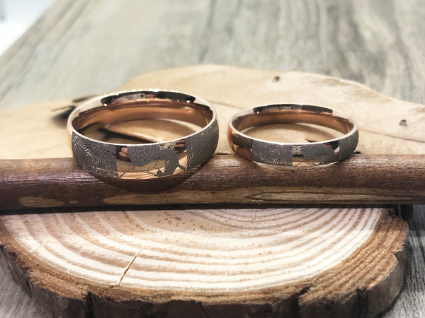 Handmade Fingerprint Comic Rings set, Love Rings, Kiss Matching Wedding Rings, his and her promise ring, Wedding Rings Set, couple rings
