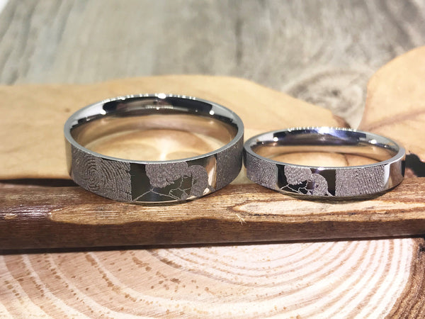 Handmade Fingerprint Comic Rings set, Love Rings, Kiss Matching Wedding Rings, his and her promise ring, Wedding Rings Set, couple rings
