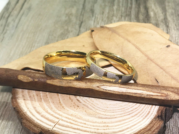 Handmade Fingerprint Comic Rings set, Love Rings, Kiss Matching Wedding Rings, his and her promise ring, Wedding Rings Set, couple rings - jringstudio
