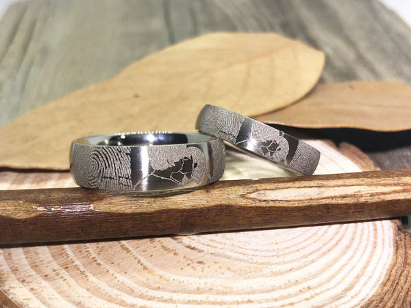 Handmade Fingerprint Comic Rings set, Love Rings, Kiss Matching Wedding Rings, his and her promise ring, Wedding Rings Set, couple rings - jringstudio
