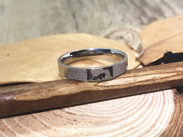 Handmade Fingerprint Comic Rings , Love Rings, Kiss Matching Wedding Rings, Titanium Rings, Women Ring, 4mm - jringstudio