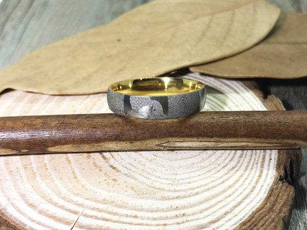 Handmade Fingerprint Comic Rings , Love Rings, Kiss Matching Wedding Rings, Titanium Rings, Women Ring, 4mm - jringstudio
