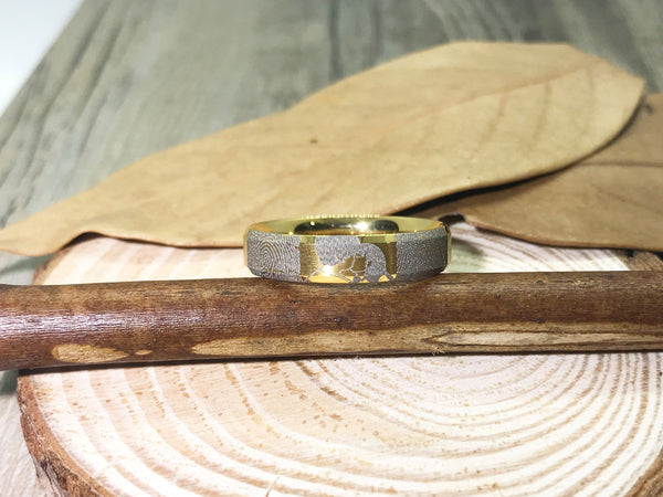 Handmade Fingerprint Comic Rings , Love Rings, Kiss Matching Wedding Rings, Titanium Rings, Women Ring, 4mm - jringstudio