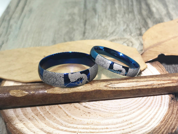 Handmade Fingerprint Comic Rings set, Love Rings, Kiss Matching Wedding Rings, his and her promise ring, Wedding Rings Set, couple rings