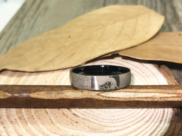 Handmade Fingerprint Comic Rings , Love Rings, Kiss Matching Wedding Rings, Titanium Rings, Women Ring, 4mm - jringstudio