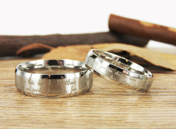 Handmade Your Marriage Vow & Signature Rings Wedding Rings, Matching Wedding Bands, His and Her Wedding Rings Set