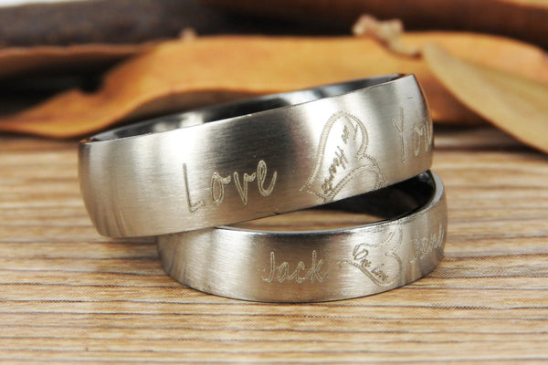 Handmade Two Heart become One Heart Matching Wedding Rings, his and her promise ring, Wedding Rings Set, couple rings