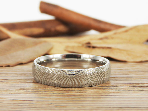 Your Actual Finger Print Rings, Family Fingerprints, Friendship Rings, Women Ring, WEDDING RING - Sliver Titanium Rings 5mm