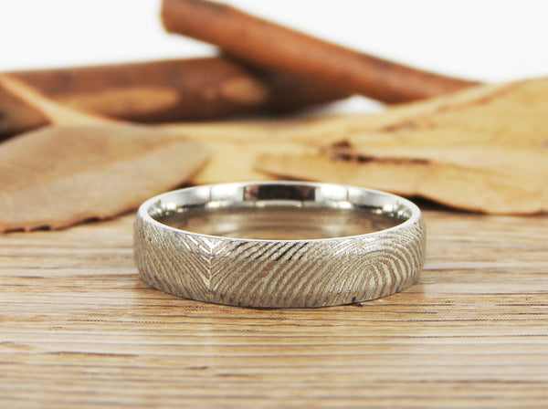 Your Actual Finger Print Rings, Family Fingerprints, Friendship Rings, Women Ring, WEDDING RING - Sliver Titanium Rings 5mm