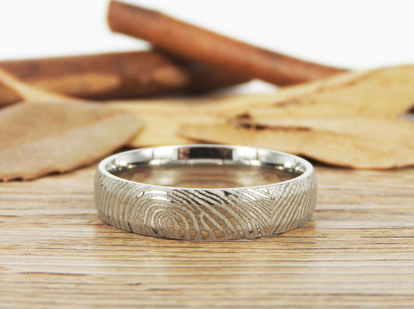 Your Actual Finger Print Rings, Family Fingerprints, Friendship Rings, Women Ring, WEDDING RING - Sliver Titanium Rings 5mm