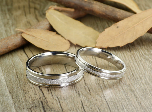 Silver Any Size Handmade Free Engrave Polish Groom&Bride Men Women Wedding Engagement Anniversary Titanium Couple Rings Set