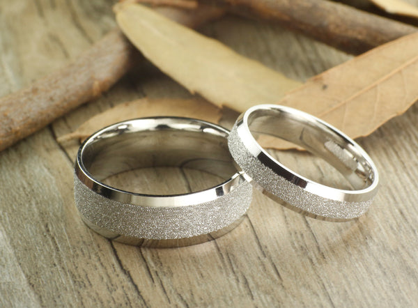 Handmade Wedding Bands, Couple Rings Set, Titanium Rings Set, Anniversary Rings Set