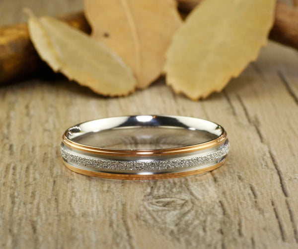 Handmade Rose Gold Matching Wedding Band, Women Ring, Couple Ring, Titanium Ring, Anniversary Ring, Bridal Ring, Promise Ring, Bride Ring