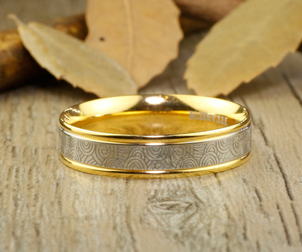 Handmade Gold Wedding Band, Men Ring, Couple Ring, Titanium Ring, Anniversary Ring, Promise Ring