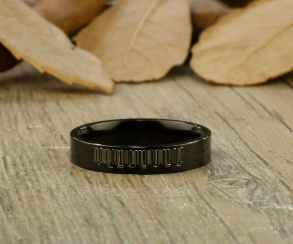 Handmade Black Flat Plain Matching Wedding Bands, Couple Rings Set, Titanium Rings Set, Anniversary Rings Set - jringstudio