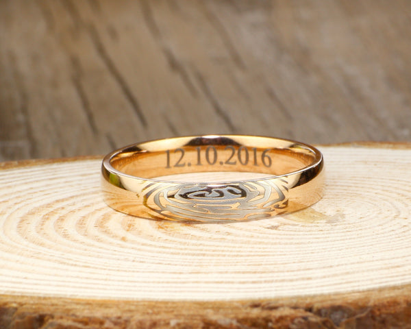 Your Actual Finger Print Rings, WEDDING RING - Rose Gold Titanium Rings 4mm