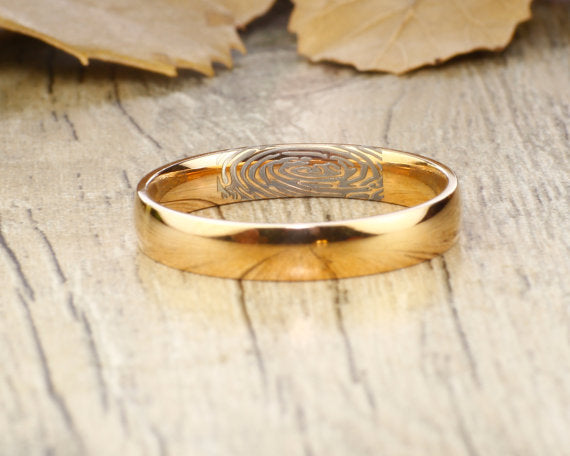 Your Actual Finger Print Rings, WEDDING RING - Women RIng, Rose Gold Titanium Rings 4mm