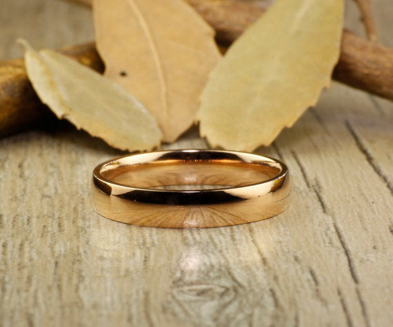 Valentine's Day Gift His and Her Promise Rings, Rose Gold Wedding Anniversary Titanium Rings Set