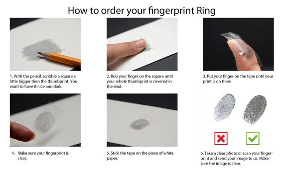 Your Actual Finger Print Rings, His and Hers Matching White Gold Polish Wedding Bands Rings  6mm and 4mm Wide Titanium Rings Set