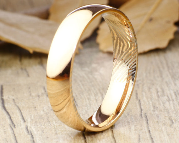 Your Actual Finger Print Rings, WEDDING RING - Men RIng, Rose Gold Titanium Rings 6mm