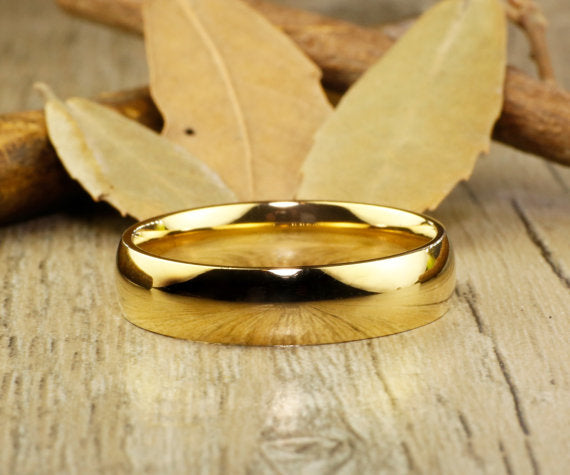 Special Custom Valentine's day Gifts for Couple, His & Hers Mens Womens Matching 18K Gold Wedding Bands Titanium Anniversary Rings Rings Set