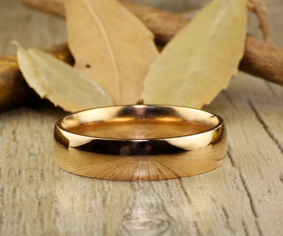 Valentine's Day Gift His and Her Promise Rings, Rose Gold Wedding Anniversary Titanium Rings Set