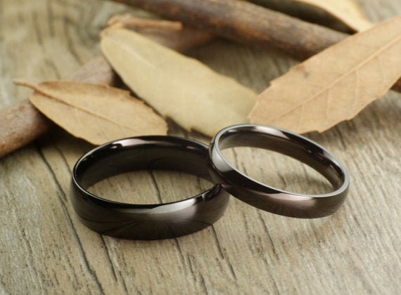 His and Her Couple Rings Set, Titanium Rings Set, Anniversary Rings Set