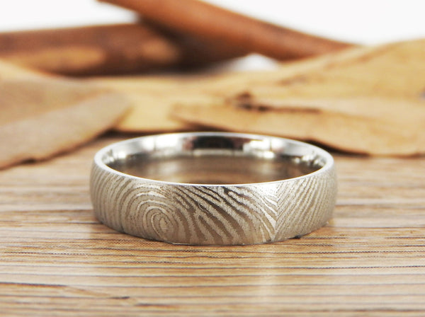 Your Actual Finger Print Rings, Custom Gifts His and Her Rings, Family Fingerprints, Matching FingerPrint Ring, Wedding Titanium Rings Set