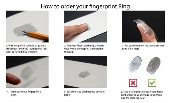 Your Actual Finger Print Rings, Family Fingerprints, Friendship Rings, Men Ring, Father's Gift, WEDDING RING -  Gold Titanium Rings 6mm