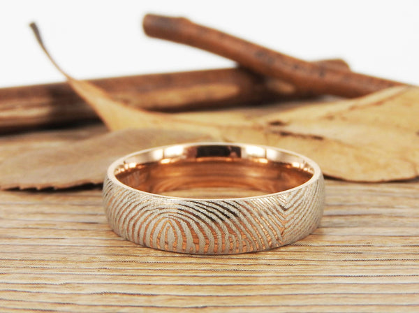 Your Actual Finger Print Rings, Family Fingerprints, Friendship Rings, Men Ring, Father's Gift, WEDDING RING, Rose Gold Titanium Rings 6mm