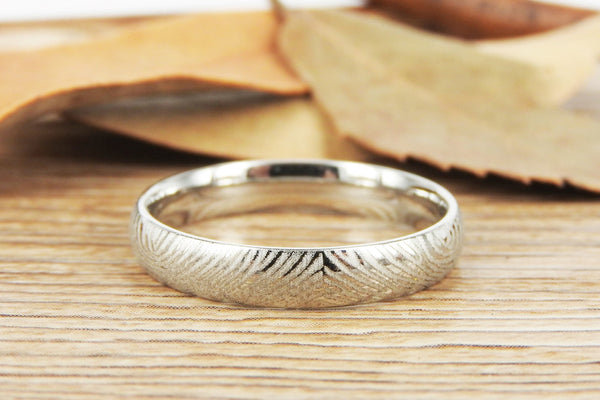 Your Actual Finger Print Rings, Family Fingerprints, Friendship Rings, Women Ring,  WEDDING RING - White Gold Titanium Rings 4mm
