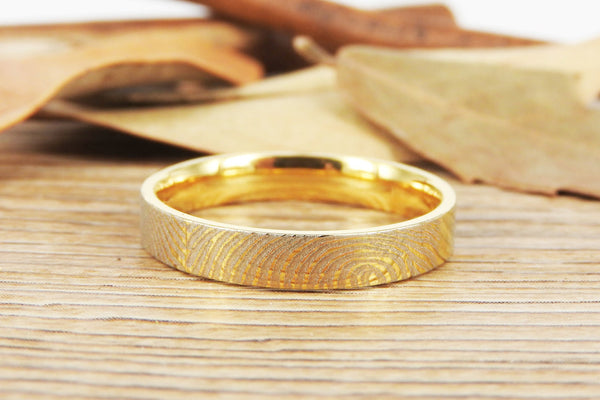 Your Actual Finger Print Rings, Family Fingerprints, Friendship Rings, Women Ring,  WEDDING RING -  Gold Titanium Rings 4mm