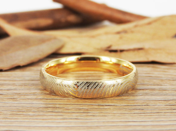 Your Actual Finger Print Rings, Family Fingerprints, Friendship Rings, Women Ring,  WEDDING RING -  Gold Titanium Rings 4mm