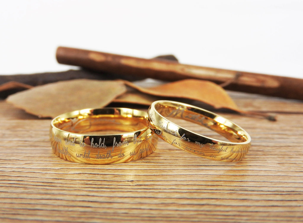 Handmade Your Marriage Vow & Signature Rings Wedding Rings, Glod Match –  jringstudio