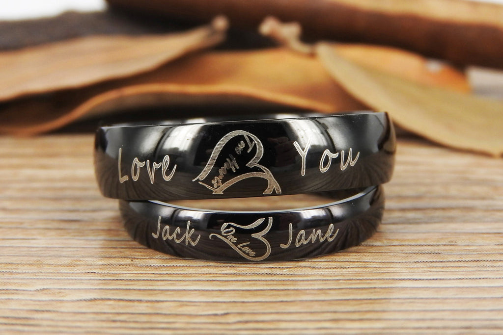 Handmade Two Heart become One Heart Matching Wedding Rings, his and he