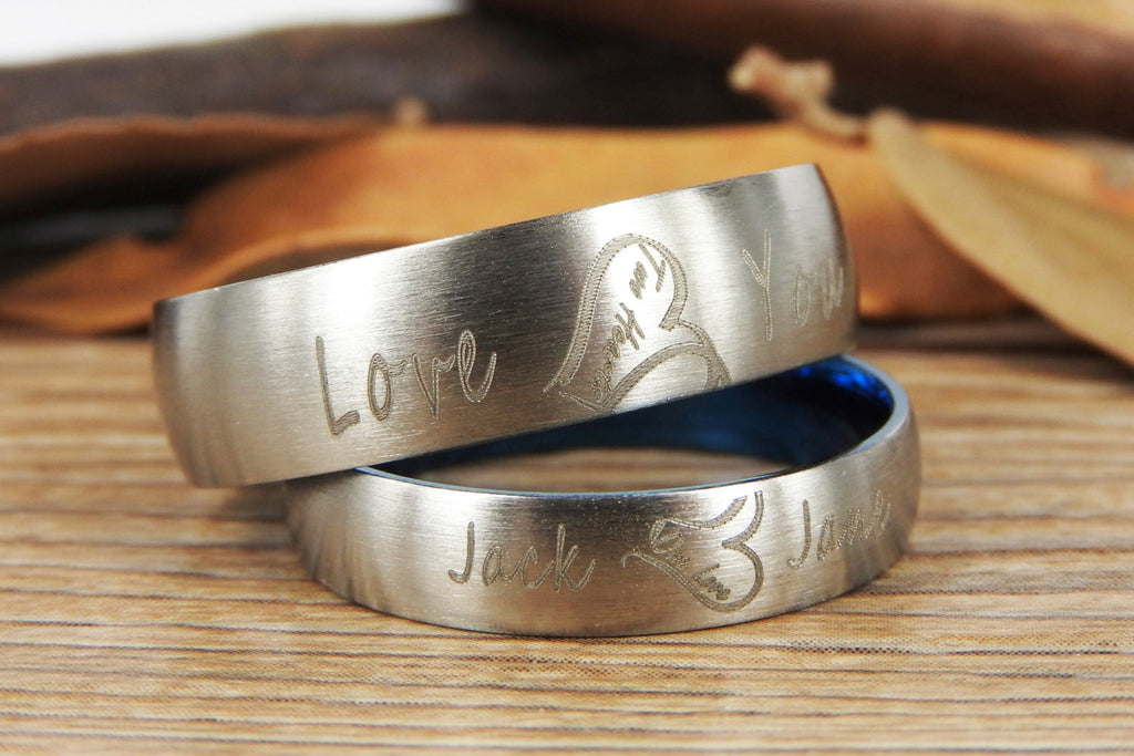 Handmade Two Heart become One Heart Matching Wedding Rings, his and he